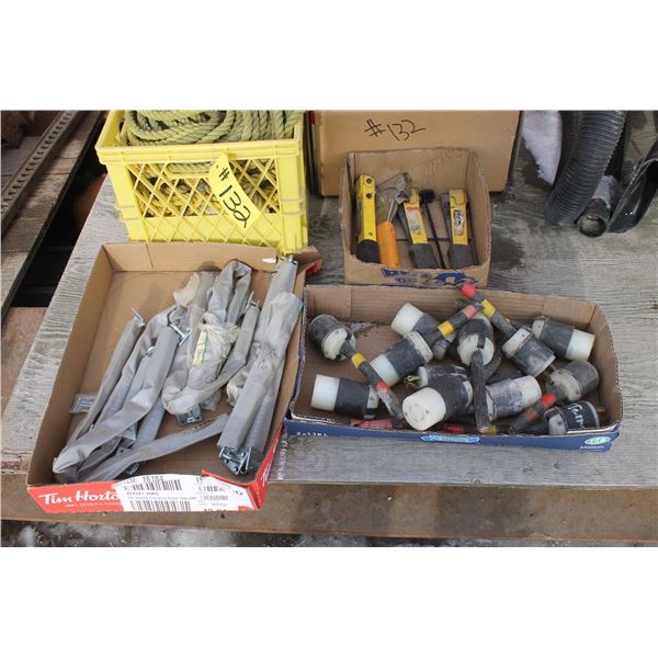 Staplers,cord ends,rope,door springs,cement trowels
