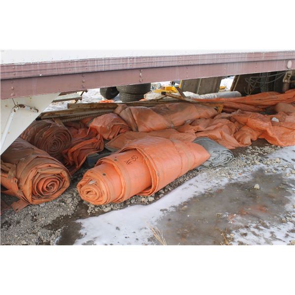 Quantity of Tarps and steel Shelving under the Van