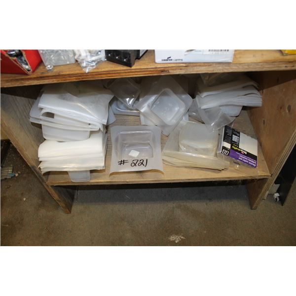 Miscellaneous Electrical on wooden shelf   Sells with wood cabinet