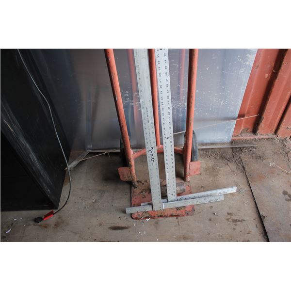 2 T SQUARES AND 2 WHEEL CART