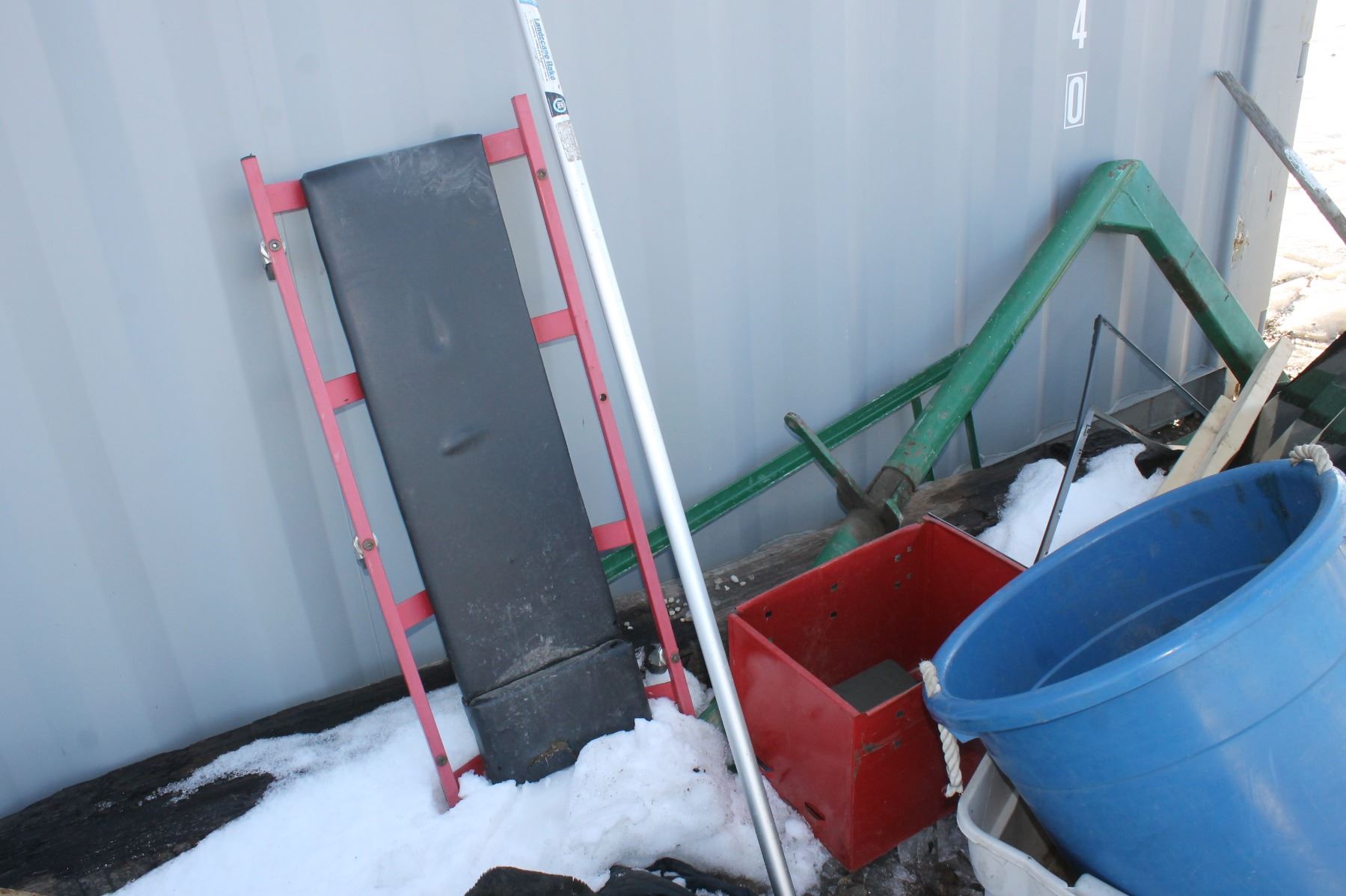 PROPANE TANK, RAKES, GREEN FRAME, CREEPER AND MISC. (NORTH SIDE OF SEACAN)