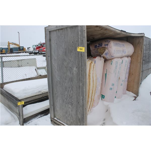 WOODEN CRATE W/ APPROX. 6 BAGS OF INSULATION