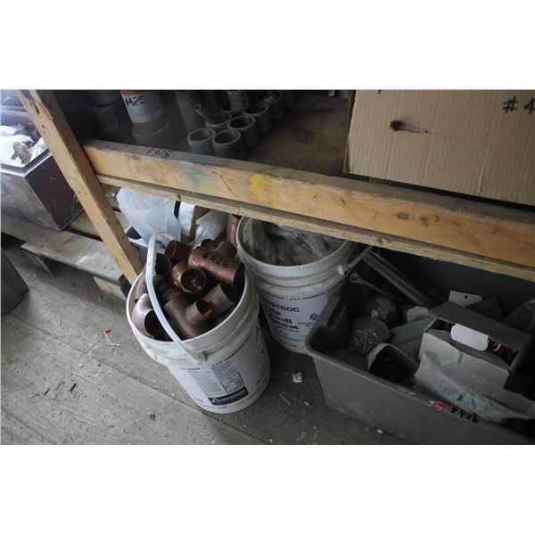 COPPER FITTINGS AND MISC. IN TUB
