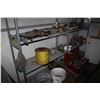 Image 3 : CREAM CANS, PROPANE BOTTLES, ROPE, RED TOOLBOX, NAILS, TOOLS, C/W METAL SHELF AND CONTENTS