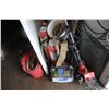 Image 2 : JACKALL, WEED EATER, BATTERY, CABLE, FIRE EXTINGUISHERS AND MISC. IN CORNER
