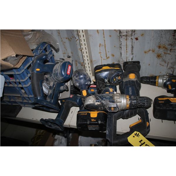 VARIETY OF RYOBI AND RONA CORDLESS TOOLS