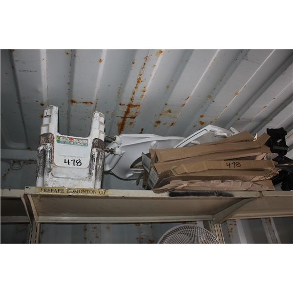 TOILET LIDS, PLASTIC STEPS AND BLACK BRACKETS