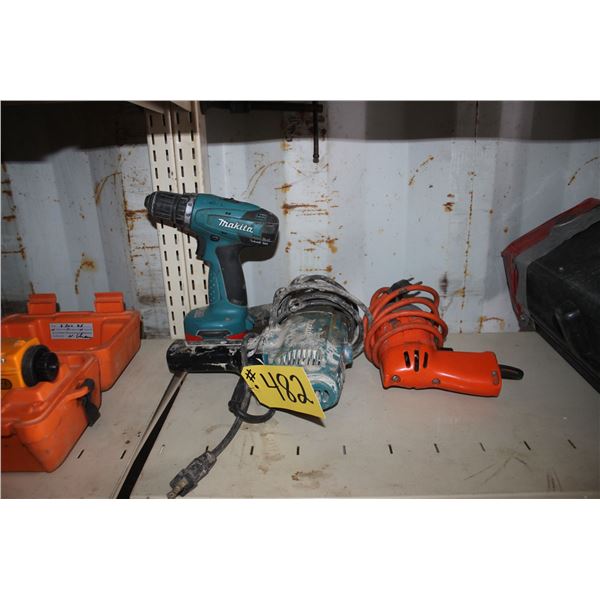 MAKITA CORDLESS, AND 2 ELECTRIC DRILLS