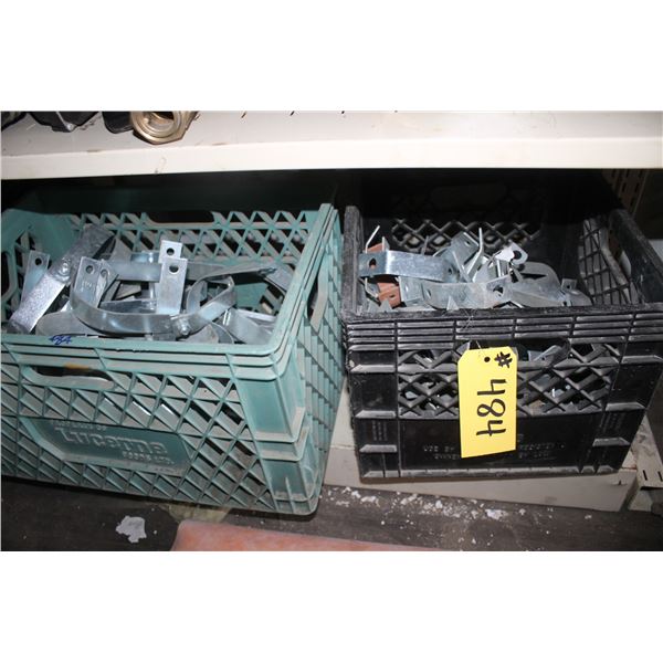 2 CRATES OF BRACKETS AND QTY OF LARGER BRACKETS