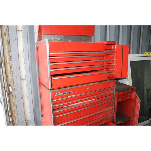 20 DRAWER SNAPON TOOLBOXES C/W TOOLS AND SIDE BOX