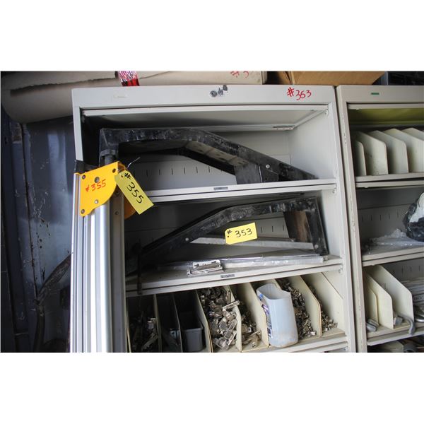 FILING CABINETS C/W RAMPS, DOOR HINDGES AND MISC.