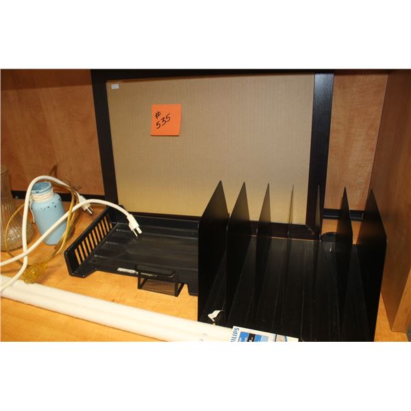 OFFICE SUPPLIES, LIGHT TUBES AND PEG BOARD. ARE LOCATED IN REDWATER, JDR INSURANCE OFFICE, 1 BLOCK E