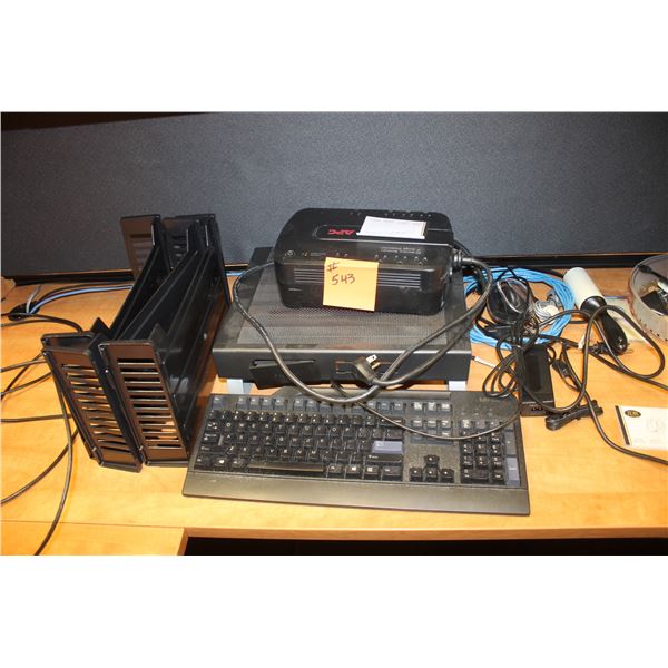 KEY BOARD, POWER BLOCK, MISC OFFICE FURNITURE. ARE LOCATED IN REDWATER, JDR INSURANCE OFFICE, 1 BLOC