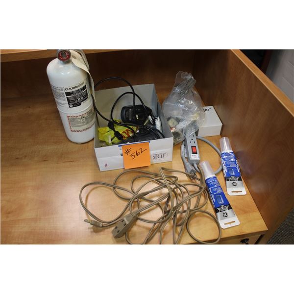 CORDS, ALL PURPOSE SILICON AND FIRE EXTINGUISHER. ARE LOCATED IN REDWATER, JDR INSURANCE OFFICE, 1 B