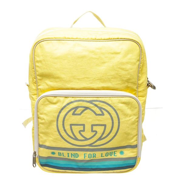 Gucci Yellow Nylon Canvas 80 Patch Backpack Bag
