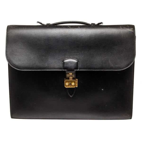 Hermes Black Sac a Depeches Briefcases