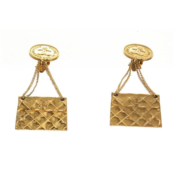 Chanel Gold Disc CC Dangle Earring