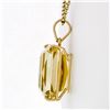 Image 4 : Vintage 14k Gold Large Rectangular Lemon Quartz 18" Vintage Rolo Chain Pendant