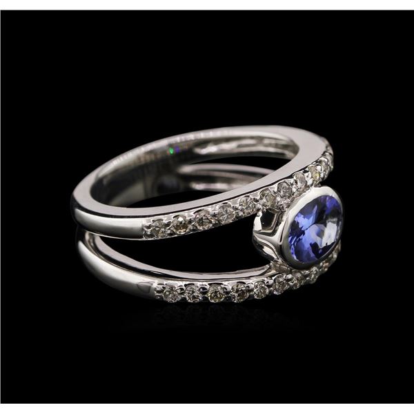 0.74 ctw Tanzanite and Diamond Ring - 14KT White Gold