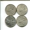 Image 1 : 4 silver Canadian quarters