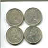 Image 2 : 4 silver 1967 Canadian quarters