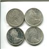 Image 2 : 4 silver Canadian quarters Non Magnetic
