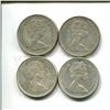Image 2 : 4 silver 1967 Canadian quarters