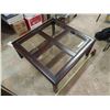 Image 2 : 36" Square Wood and Glass Coffee Table