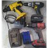 Image 1 : ]Lot of 3 Cordless Drills, Batteries + Charger (Don't Match Each Other)