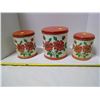 Image 2 : Set of Three Vintage Storage Tins, Beige/Red