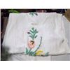 Image 1 : White Blanket w/ Flowers, Double Chinell - About 4x8ft.