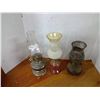 Image 2 : 3 Coal Oil Lamps w/ Chimneys