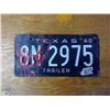 Image 1 : 1960 Texas Trailer White/Black License Plate