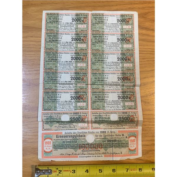 1935 GERMAN BOND CERTIFICATE