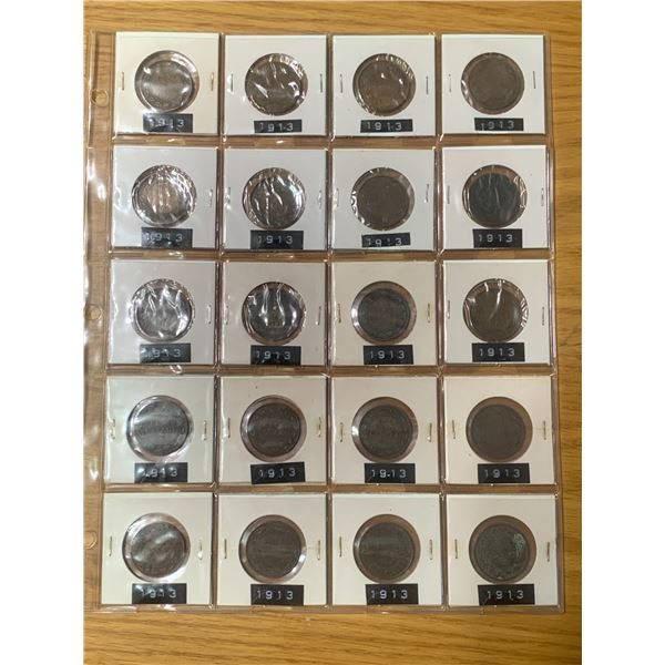 1913 CANADIAN LARGE CENT PENNY PAGE LOT