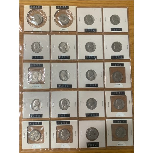 USA NICKELS PAGE LOT 1950s 60s