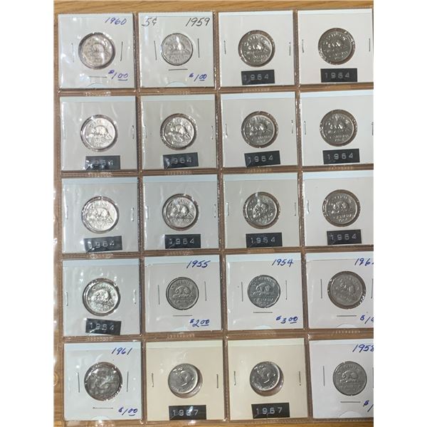 CANADIAN 5 CENT NICKEL COIN PAGE LOT 50s 60s