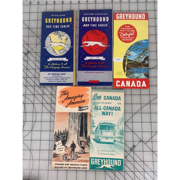 VINTAGE GREYHOUND BUS SCHEDULES AND BROCHURES 50s 60s vintage-greyhound-bus-schedules-and-brochures-50s-60s