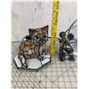 Image 1 : CAT AND MOUSE STAINED GLASS STYLE LAMPS WORKING