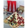 Image 1 : LOT OF CHRISTMAS ITEMS TREE SKIRT FIGURINES SKATING SNOWMEN ETC