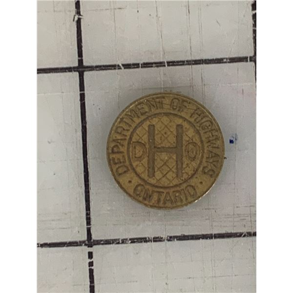 DEPARTMENT OF HIGHWAYS ONTARIO CLASS 1 COIN TOKEN
