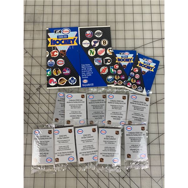 VINTAGE NHL HOCKEY ESSO UNOPENED STICKER CARDS AND PLAY SCHEDULES