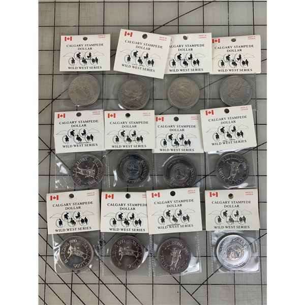 LOT OF 12 1990 CALGARY STAMPEDE SOUVENIR DOLLAR COINS