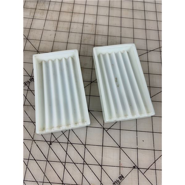 ANTIQUE MILK GLASS DENTAL TOOL TRAYS ODDITY