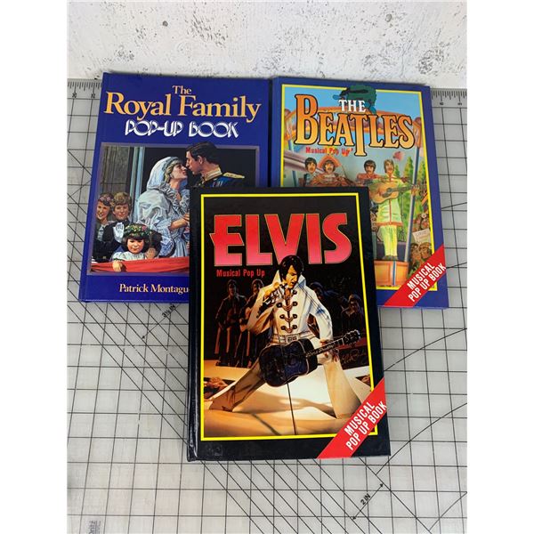 LOT OF POP UP BOOKS BEATLES ELVIS ROYALTY