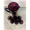 Image 3 : VINTAGE PURPLE AND GOLD PITCHER AND GLASS SET
