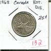Image 1 : 1968 Canada 25¢, Rotated Die