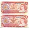 Image 1 : Lot of 2 Canada $2, Lawson/Bouey, UD 6560374 & UD 6560975