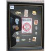 Image 1 : FRAMED CURLING LAPEL PINS - Lot of 14 Pins and Patch