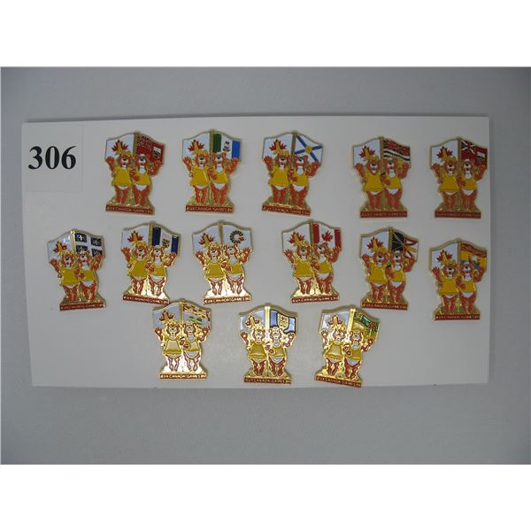 1989 JEUX CANADA GAMES LAPEL PINS - SASKATOON - PROVINCIAL FLAGS - LOT of 14